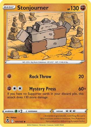 Stonjourner 101 - Reverse Holofoil SWSH12 Silver Tempest - Uncommon