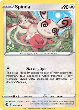 Spinda 141 - Reverse Holofoil SWSH12 Silver Tempest - Common