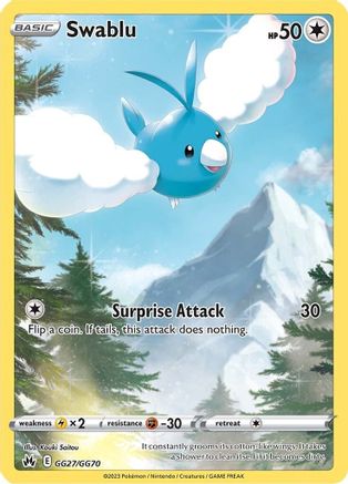 Swablu GG27 - Holofoil SWSH Crown Zenith Galarian Gallery - Ultra Rare