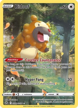 Bidoof GG29 - Holofoil SWSH Crown Zenith Galarian Gallery - Ultra Rare