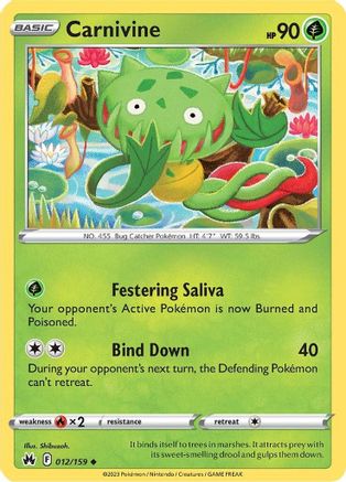 Carnivine 012 - Reverse Holofoil SWSH Crown Zenith - Uncommon