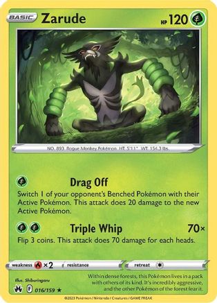 Zarude 016 - Reverse Holofoil SWSH Crown Zenith - Holo Rare