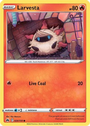 Larvesta 024 - Reverse Holofoil SWSH Crown Zenith - Common