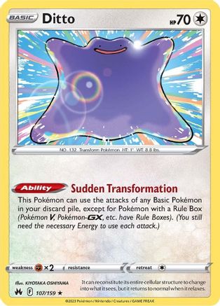 Ditto 107 - Holofoil SWSH Crown Zenith - Holo Rare