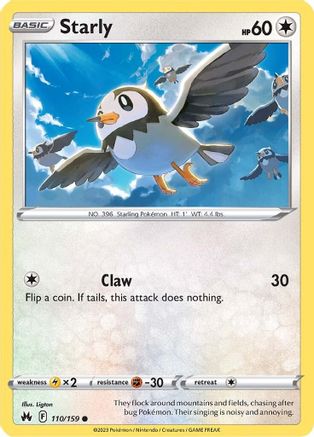 Starly 110 - Reverse Holofoil SWSH Crown Zenith - Common