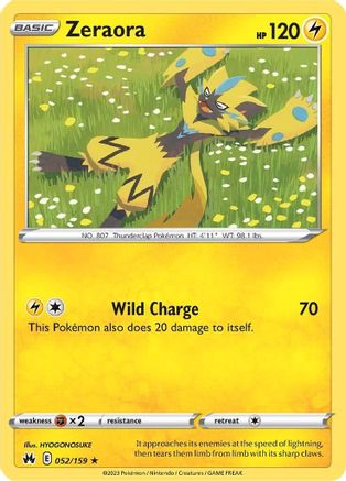 Zeraora 052 - Reverse Holofoil SWSH Crown Zenith - Rare