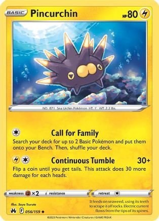 Pincurchin 056 - Reverse Holofoil SWSH Crown Zenith - Uncommon