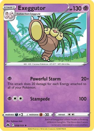 Exeggutor 058 - Reverse Holofoil SWSH Crown Zenith - Rare