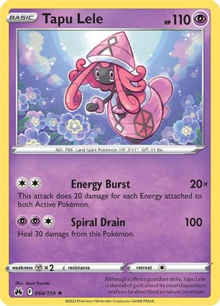 Tapu Lele 064 - Reverse Holofoil SWSH Crown Zenith - Holo Rare