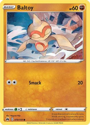 Baltoy 070 - Reverse Holofoil SWSH Crown Zenith - Common