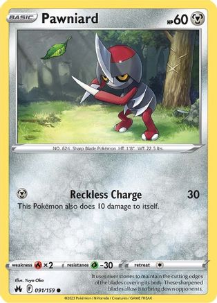 Pawniard (91) (91) 091 - Reverse Holofoil SWSH Crown Zenith - Common