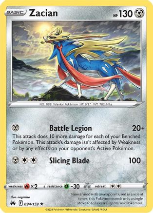 Zacian 094 - Reverse Holofoil SWSH Crown Zenith - Holo Rare