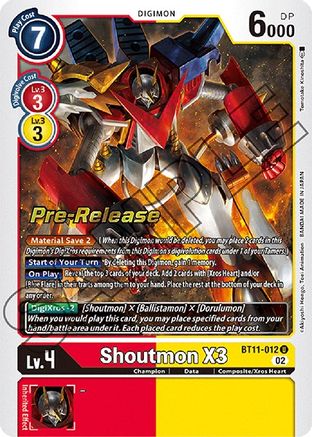 Shoutmon X3 (BT11-012) - Dimensional Phase Pre-Release Cards Foil