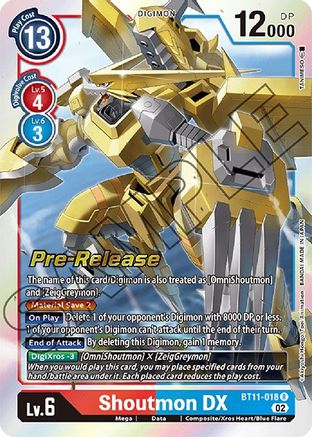 Shoutmon DX (BT11-018) - Dimensional Phase Pre-Release Cards Foil