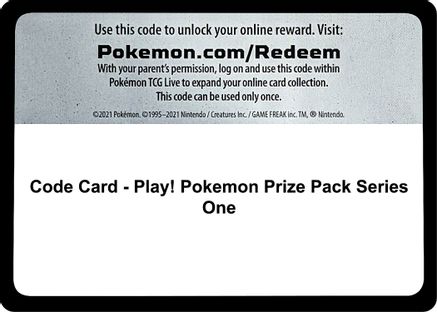 Code Card - Play! Pokemon Prize Pack Series One Prize Pack Series Cards - Code Card
