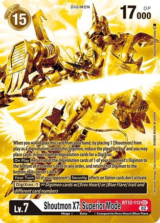 Shoutmon X7: Superior Mode (Alternate Art) (Gold) (BT12-112) - Across Time Foil