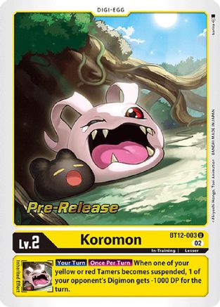 Koromon (BT12-003) - Across Time Pre-Release Cards Foil