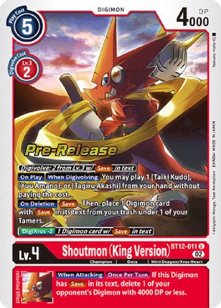 Shoutmon (King Version) (BT12-011) - Across Time Pre-Release Cards Foil