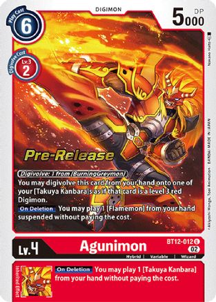 Agunimon (BT12-012) - Across Time Pre-Release Cards Foil