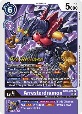 Arresterdramon (BT12-077) - Across Time Pre-Release Cards Foil