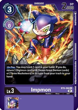 Impmon (April 2023 Beelzemon Special) (BT6-068) - Starter Deck 14: Beelzemon Advanced Deck Set Pre-Release Cards Foil