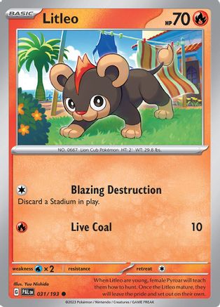 Litleo 031 - Reverse Holofoil SV02 Paldea Evolved - Common