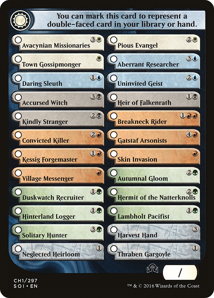 Checklist Card - (CH1) Shadows over Innistrad (SOI-CH1) - Shadows over Innistrad Tokens
