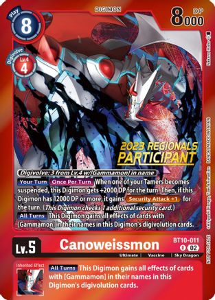 Canoweissmon (2023 Regionals Participant) (BT10-011) - Xros Encounter Foil