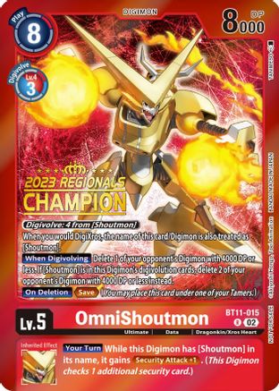 OmniShoutmon (2023 Regionals Champion) (BT11-015) - Dimensional Phase Foil