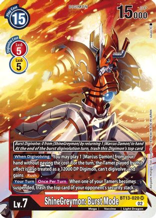 ShineGreymon: Burst Mode (BT13-020) - Versus Royal Knights Foil
