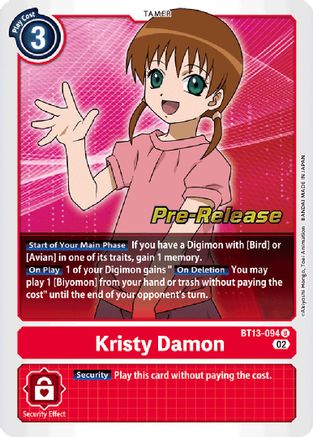 Kristy Damon (BT13-094) - Versus Royal Knights Pre-Release Cards Foil