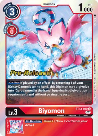 Biyomon (BT13-010) - Versus Royal Knights Pre-Release Cards Foil