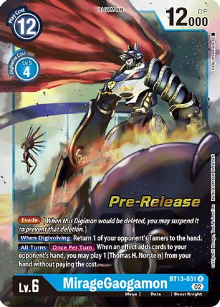 MirageGaogamon (BT13-031) - Versus Royal Knights Pre-Release Cards Foil