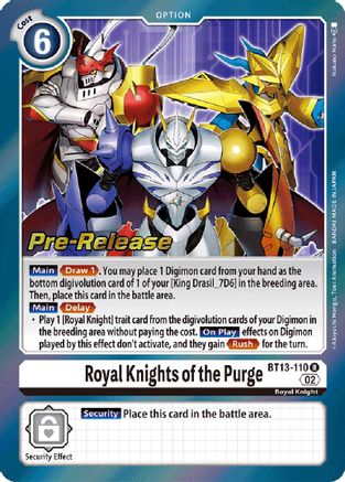 Royal Knights of the Purge (BT13-110) - Versus Royal Knights Pre-Release Cards Foil