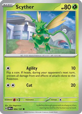 Scyther 004 - Reverse Holofoil SV03 Obsidian Flames - Common