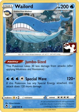 Wailord (Cosmos Holo) 038/195 - Holofoil Prize Pack Series Cards - Uncommon