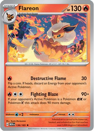 Flareon 136 - Reverse Holofoil SV Scarlet & Violet 151 - Rare