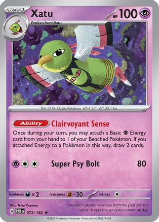Xatu 072 - Holofoil SV04 Paradox Rift - Rare