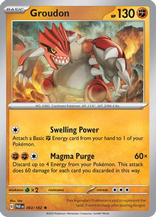 Groudon 093/182 - Reverse Holofoil SV04 Paradox Rift - Rare