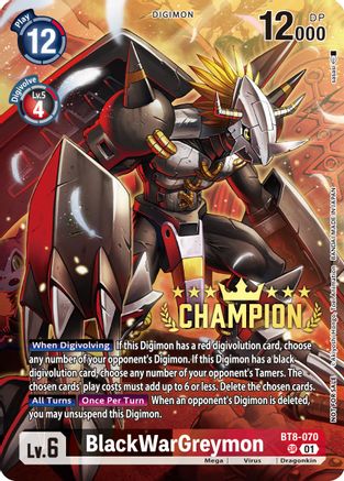 BlackWarGreymon (Digimon 3-On-3 Champion) (BT8-070) - New Awakening Foil