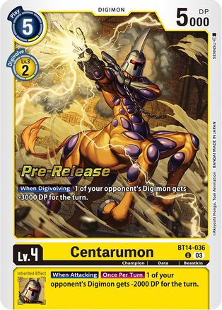 Centarumon (BT14-036) - Blast Ace Pre-Release Cards Foil