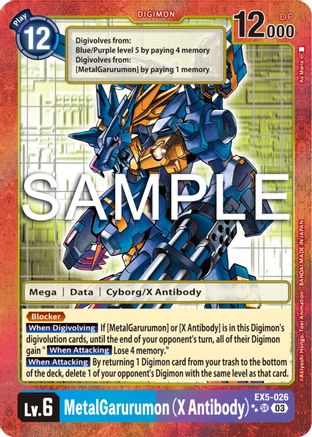 MetalGarurumon (X Antibody) (2 Star Alternate Art) (EX5-026) - Animal Colosseum Foil