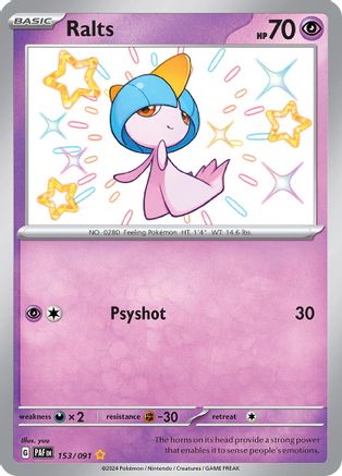Ralts 153/091 - Holofoil SV Paldean Fates - Shiny Rare