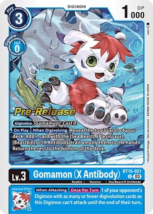 Gomamon (X Antibody) (BT15-021) - Exceed Apocalypse Pre-Release Cards Foil