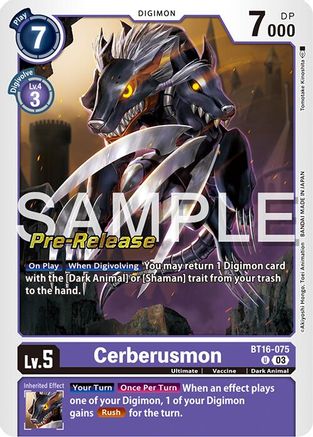 Cerberusmon (BT16-075) - Beginning Observer Pre-Release Cards Foil