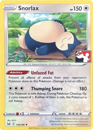 Snorlax 143/196 - Holofoil Prize Pack Series Cards - Rare