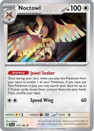 Noctowl 115 - Holofoil SV07 Stellar Crown - Rare