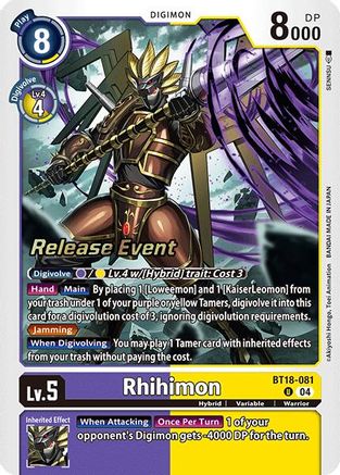 Rhihimon (BT18-081) - Release Special Booster 2.0 Celebration Event Cards Foil