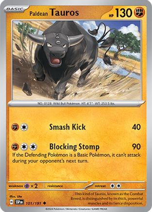 Paldean Tauros 101/191 - Reverse Holofoil SV08 Surging Sparks - Uncommon