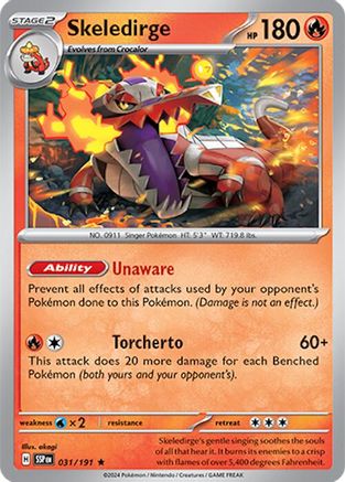 Skeledirge 031 - Holofoil SV08 Surging Sparks - Rare